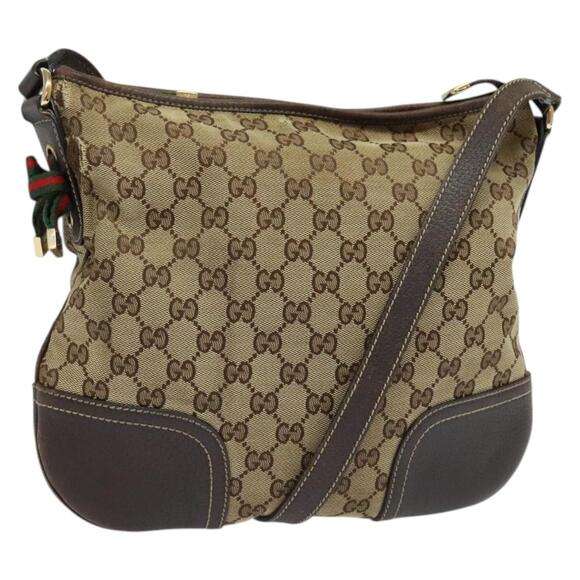 GUCCI GG Canvas Web Sherry Line Shoulder Bag Beige Red Green - Picture 1 of 16